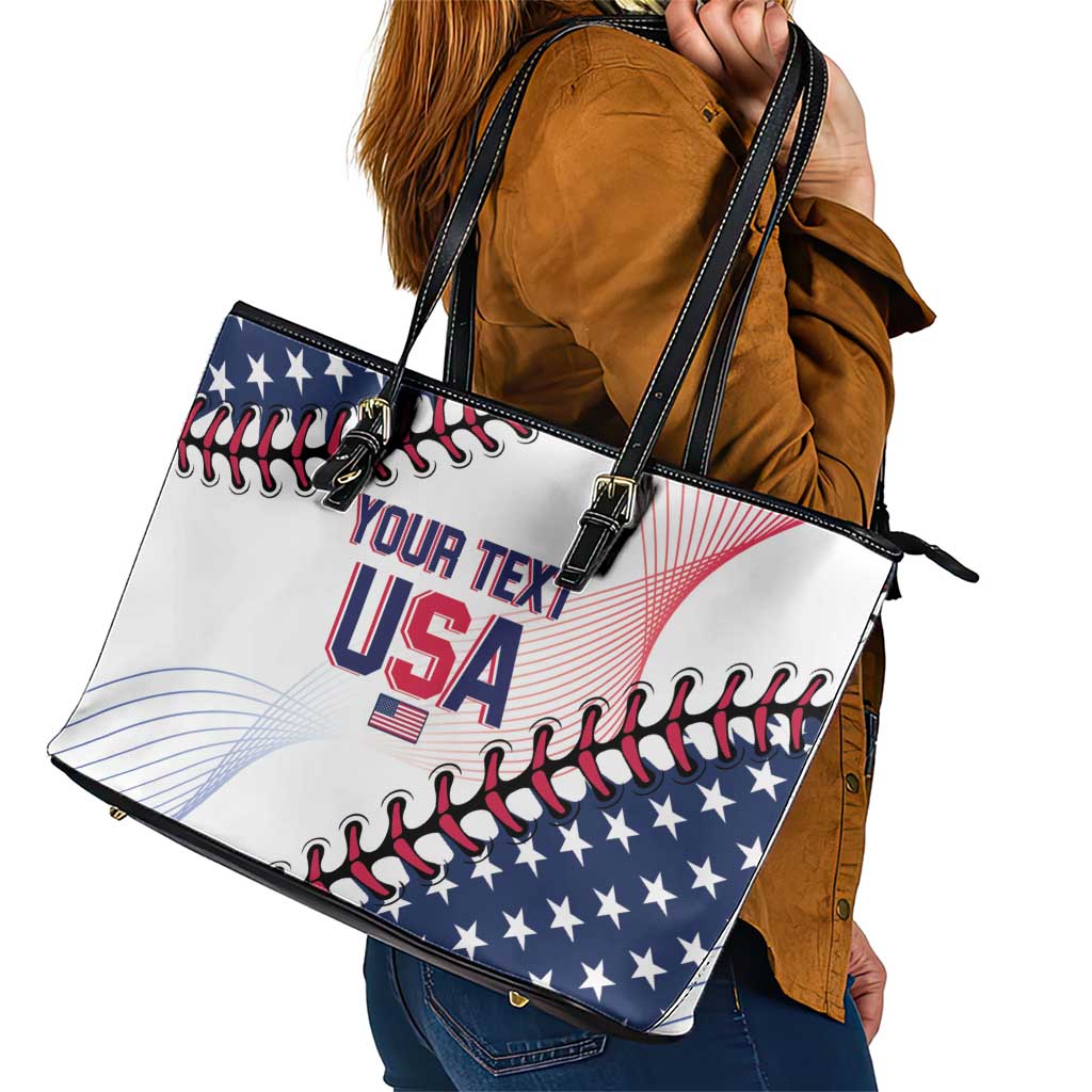 Custom Baseball 2024 USA Leather Tote Bag Go United States - Wonder Print Shop