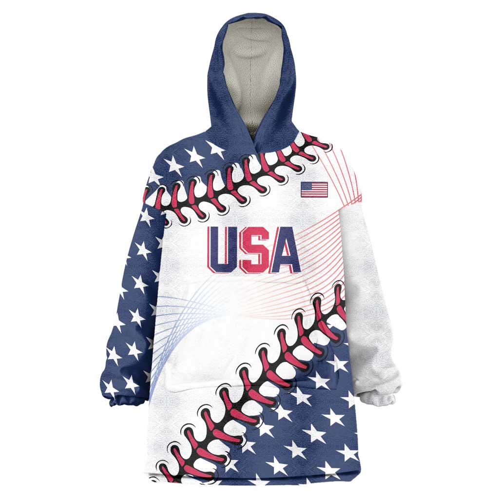 Custom Baseball 2024 USA Wearable Blanket Hoodie Go United States - Wonder Print Shop