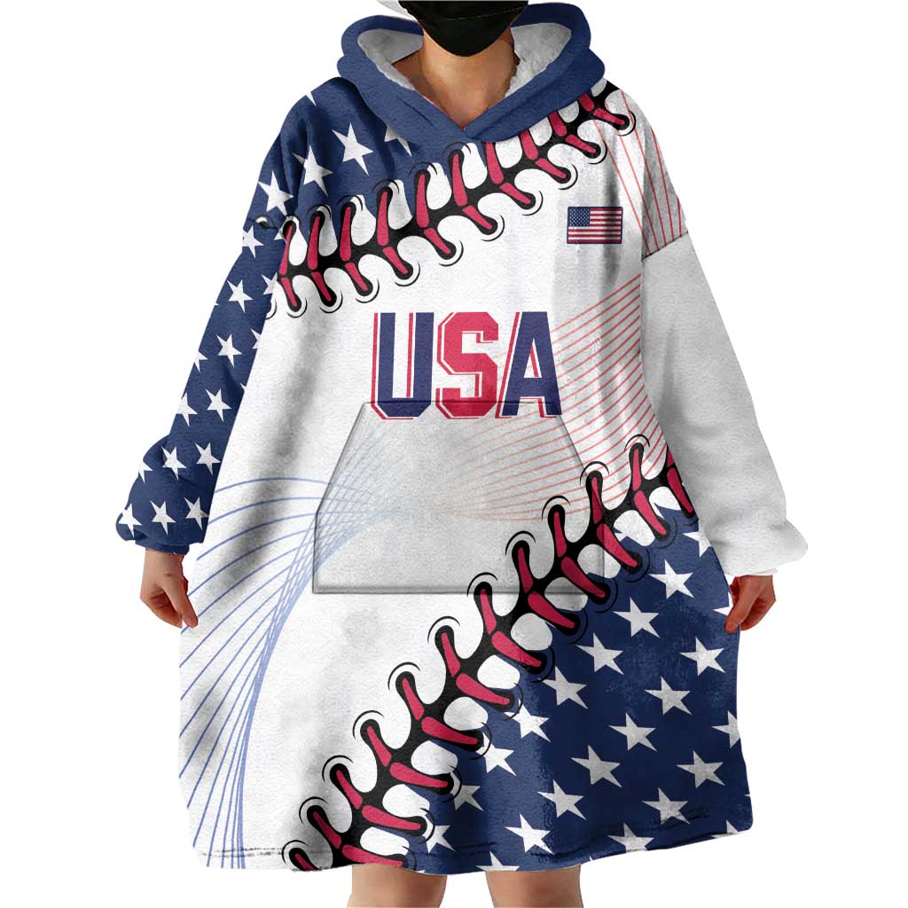 Custom Baseball 2024 USA Wearable Blanket Hoodie Go United States - Wonder Print Shop