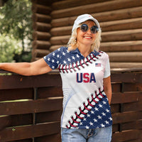 Custom Baseball 2024 USA Women Polo Shirt Go United States - Wonder Print Shop
