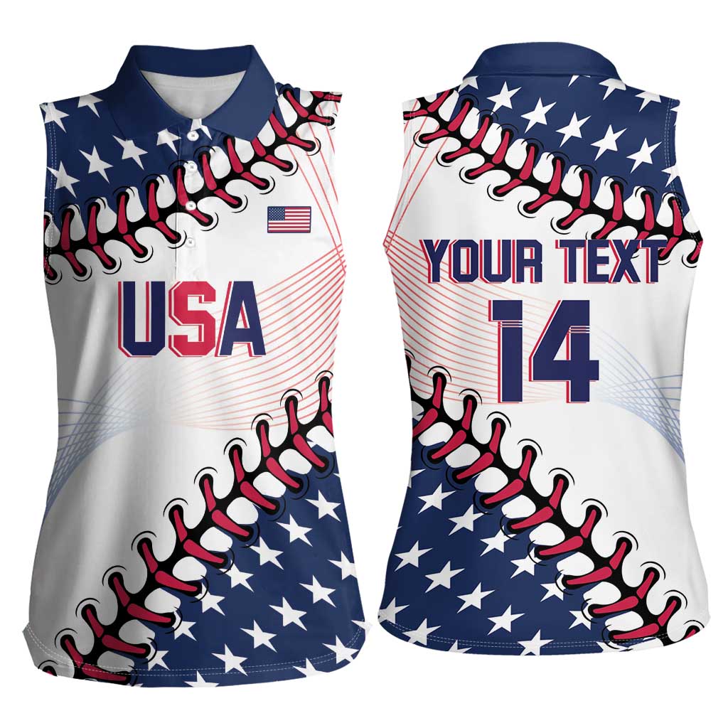 Custom Baseball 2024 USA Women Sleeveless Polo Shirt Go United States - Wonder Print Shop