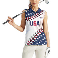 Custom Baseball 2024 USA Women Sleeveless Polo Shirt Go United States - Wonder Print Shop