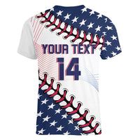 Custom Baseball 2024 USA Women V-Neck T-Shirt Go United States - Wonder Print Shop