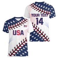 Custom Baseball 2024 USA Women V-Neck T-Shirt Go United States - Wonder Print Shop