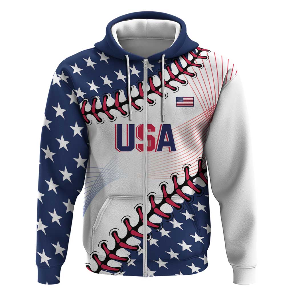 Custom Baseball 2024 USA Zip Hoodie Go United States - Wonder Print Shop