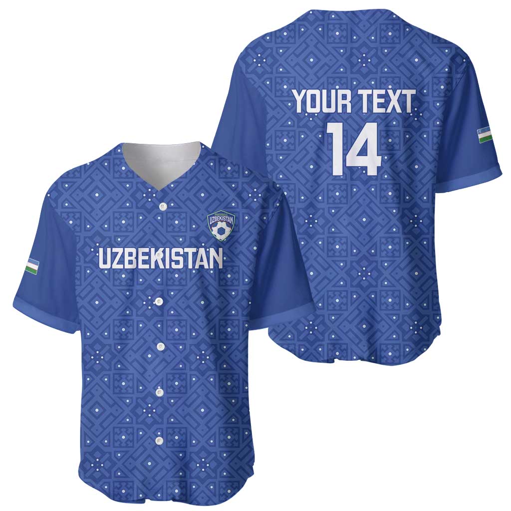 Uzbekistan Football Custom Baseball Jersey Come On White Wolves Blue - Wonder Print Shop