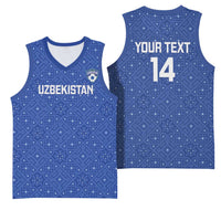Uzbekistan Football Custom Basketball Jersey Come On White Wolves Blue - Wonder Print Shop