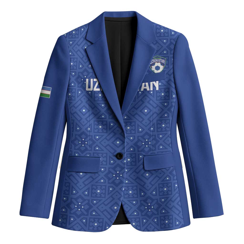 Uzbekistan Football Custom Blazer Come On White Wolves Blue - Wonder Print Shop