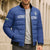 Uzbekistan Football Custom Bomber Puffer Jacket Come On White Wolves Blue - Wonder Print Shop