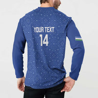 Uzbekistan Football Custom Button Sweatshirt Come On White Wolves Blue - Wonder Print Shop