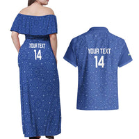 Uzbekistan Football Custom Couples Matching Off Shoulder Maxi Dress and Hawaiian Shirt Come On White Wolves Blue - Wonder Print Shop