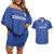 Uzbekistan Football Custom Couples Matching Off Shoulder Short Dress and Hawaiian Shirt Come On White Wolves Blue - Wonder Print Shop
