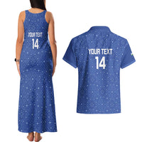 Uzbekistan Football Custom Couples Matching Tank Maxi Dress and Hawaiian Shirt Come On White Wolves Blue - Wonder Print Shop