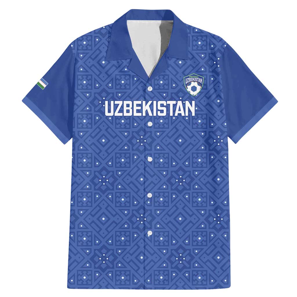 Uzbekistan Football Custom Family Matching Mermaid Dress and Hawaiian Shirt Come On White Wolves Blue - Wonder Print Shop