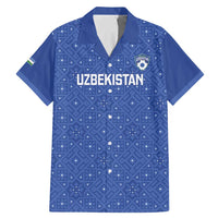 Uzbekistan Football Custom Family Matching Mermaid Dress and Hawaiian Shirt Come On White Wolves Blue - Wonder Print Shop