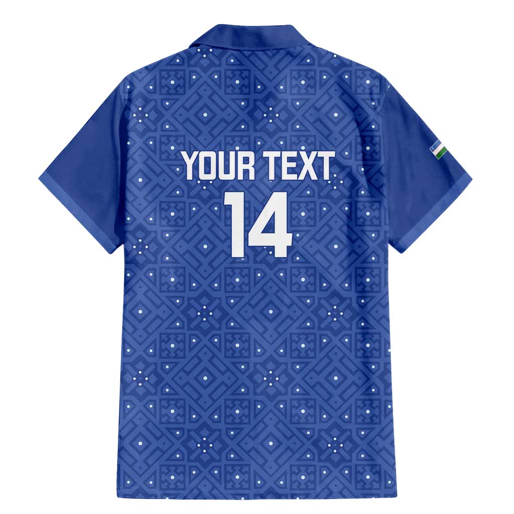 Uzbekistan Football Custom Family Matching Mermaid Dress and Hawaiian Shirt Come On White Wolves Blue - Wonder Print Shop
