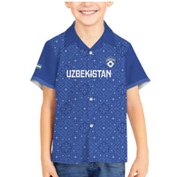 Uzbekistan Football Custom Family Matching Mermaid Dress and Hawaiian Shirt Come On White Wolves Blue - Wonder Print Shop