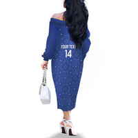 Uzbekistan Football Custom Family Matching Off The Shoulder Long Sleeve Dress and Hawaiian Shirt Come On White Wolves Blue - Wonder Print Shop