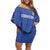 Uzbekistan Football Custom Family Matching Off Shoulder Short Dress and Hawaiian Shirt Come On White Wolves Blue - Wonder Print Shop
