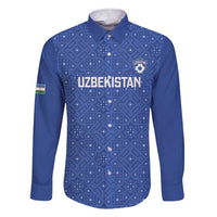 Uzbekistan Football Custom Family Matching Short Sleeve Bodycon Dress and Hawaiian Shirt Come On White Wolves Blue - Wonder Print Shop