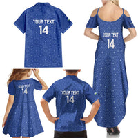 Uzbekistan Football Custom Family Matching Summer Maxi Dress and Hawaiian Shirt Come On White Wolves Blue - Wonder Print Shop