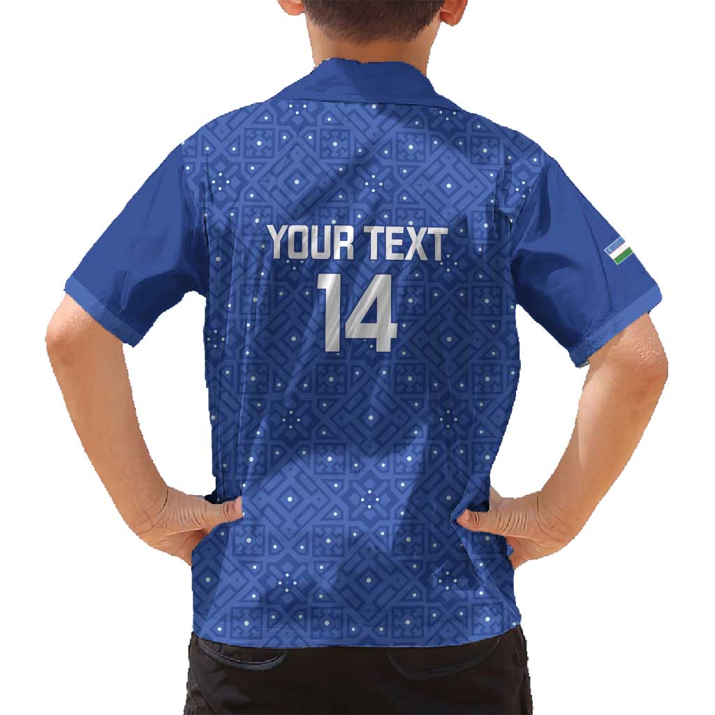 Uzbekistan Football Custom Family Matching Tank Maxi Dress and Hawaiian Shirt Come On White Wolves Blue - Wonder Print Shop