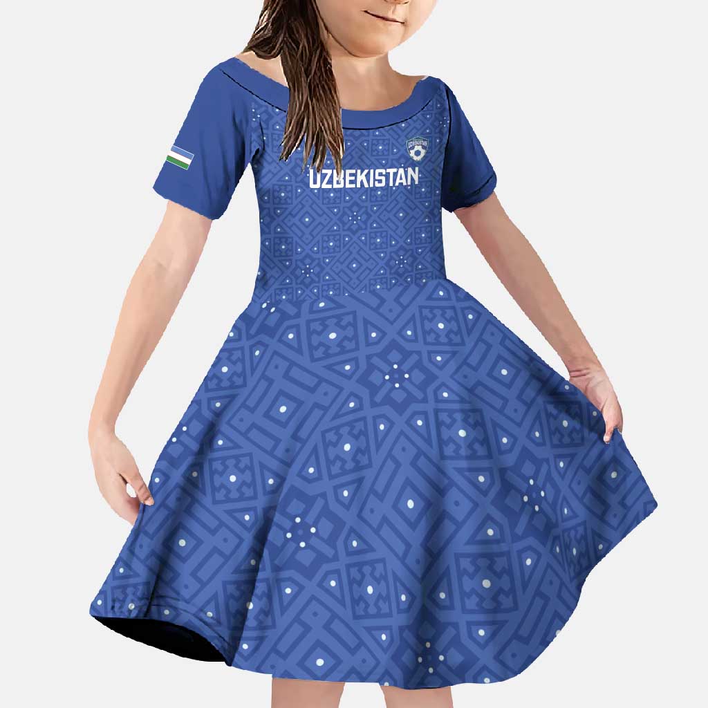 Uzbekistan Football Custom Family Matching Tank Maxi Dress and Hawaiian Shirt Come On White Wolves Blue - Wonder Print Shop