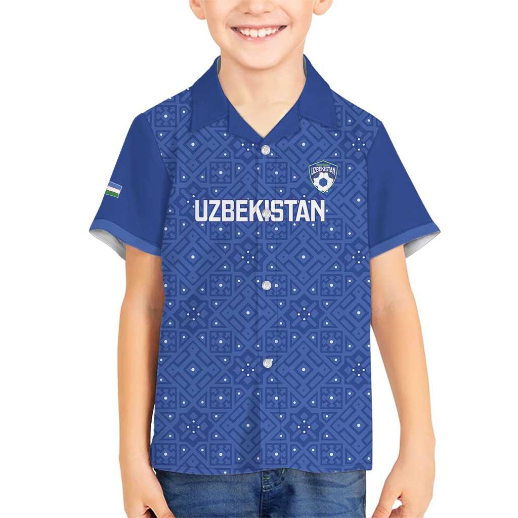 Uzbekistan Football Custom Family Matching Tank Maxi Dress and Hawaiian Shirt Come On White Wolves Blue - Wonder Print Shop