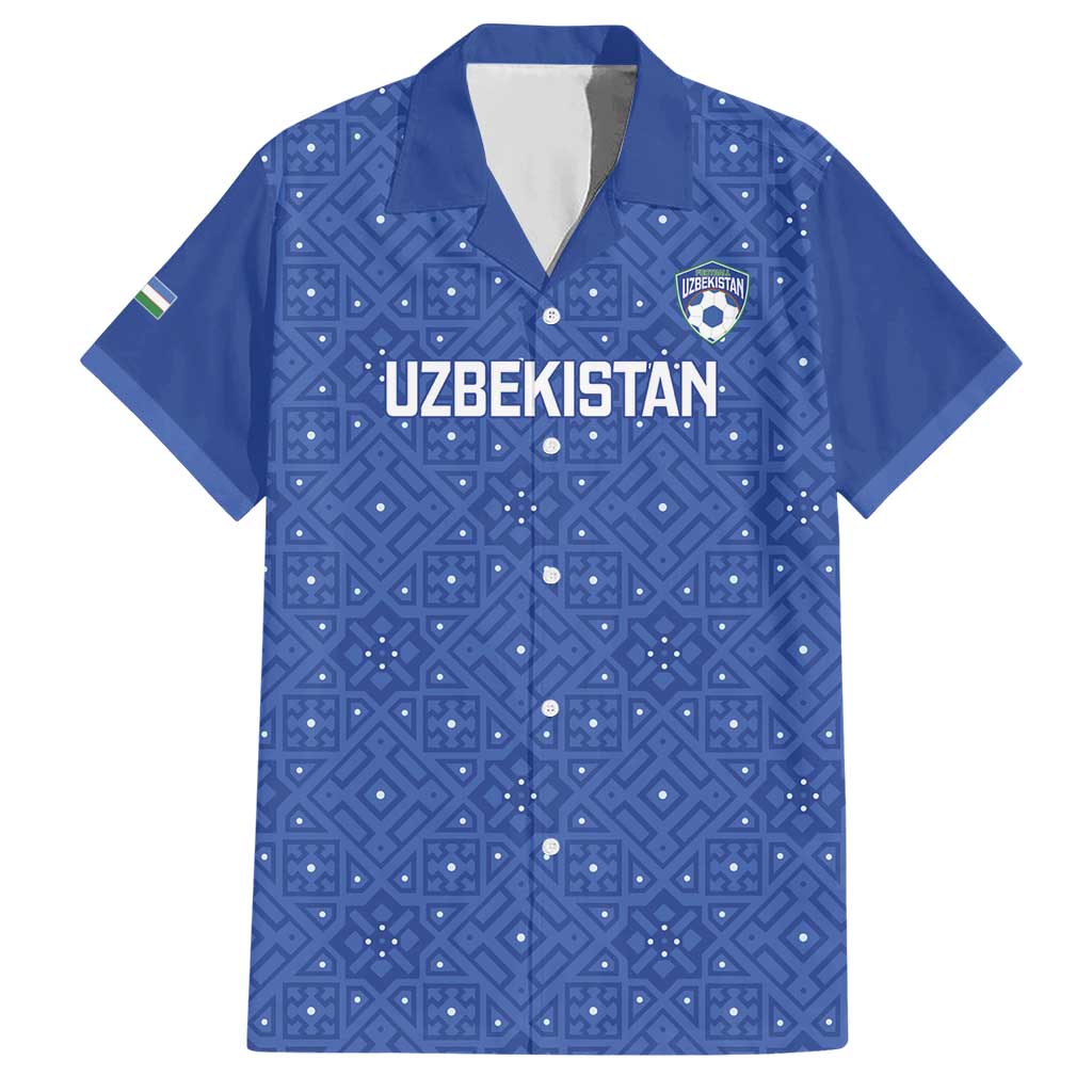 Uzbekistan Football Custom Hawaiian Shirt Come On White Wolves Blue - Wonder Print Shop