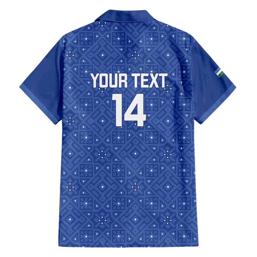 Uzbekistan Football Custom Hawaiian Shirt Come On White Wolves Blue - Wonder Print Shop