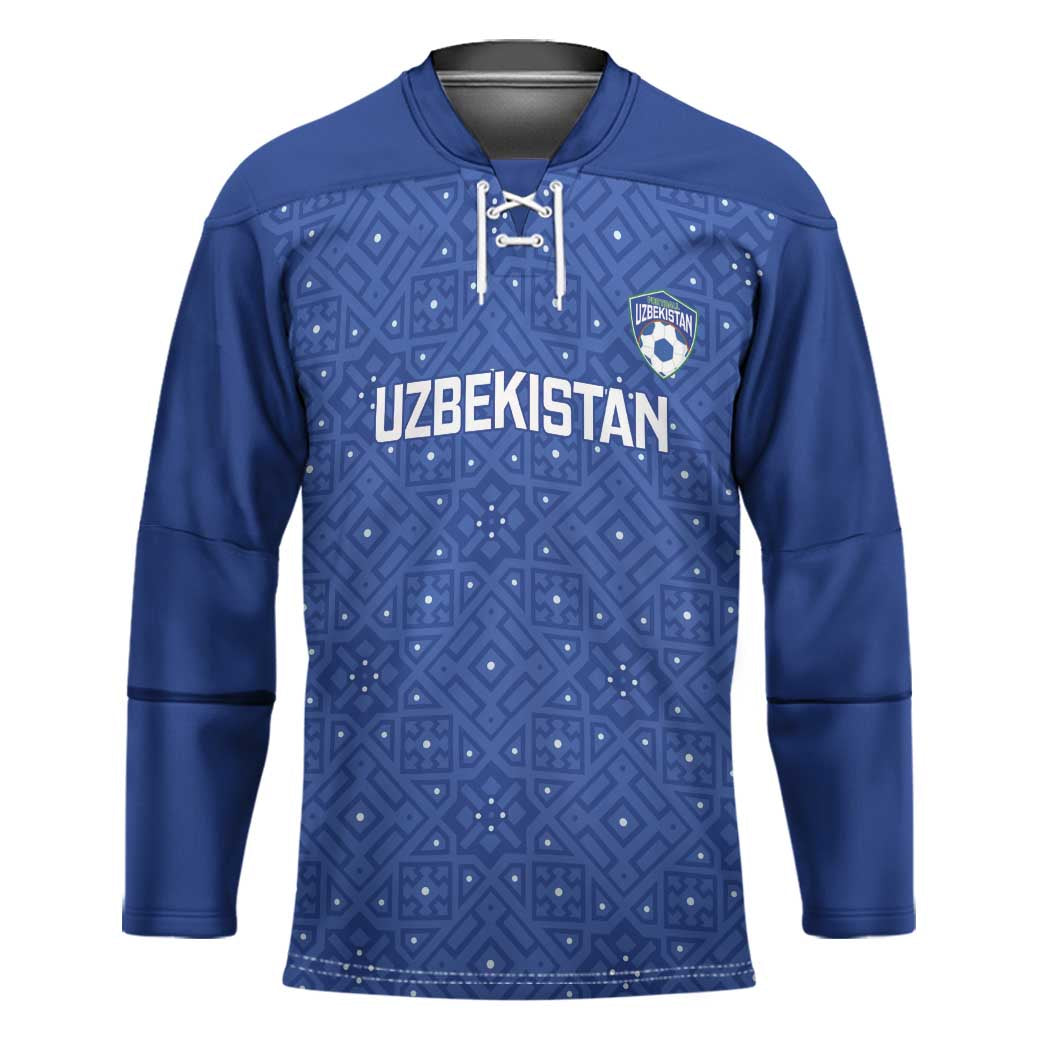 Uzbekistan Football Custom Hockey Jersey Come On White Wolves Blue - Wonder Print Shop