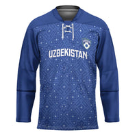 Uzbekistan Football Custom Hockey Jersey Come On White Wolves Blue - Wonder Print Shop