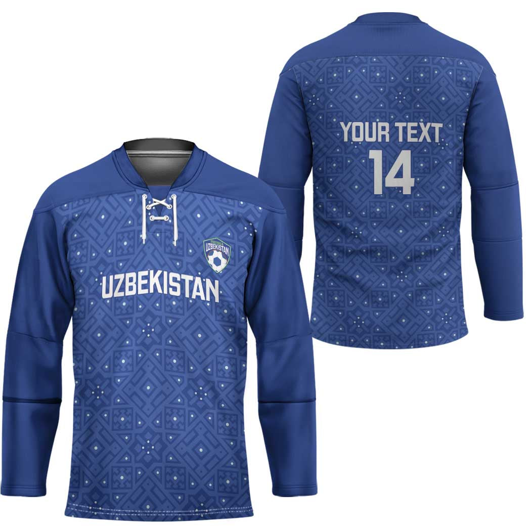 Uzbekistan Football Custom Hockey Jersey Come On White Wolves Blue - Wonder Print Shop