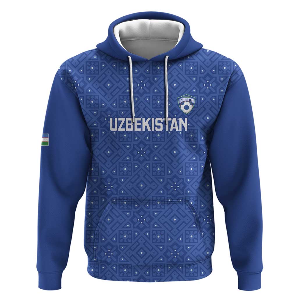 Uzbekistan Football Custom Hoodie Come On White Wolves Blue - Wonder Print Shop