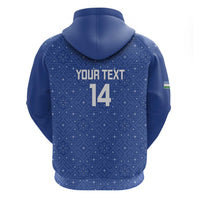 Uzbekistan Football Custom Hoodie Come On White Wolves Blue - Wonder Print Shop