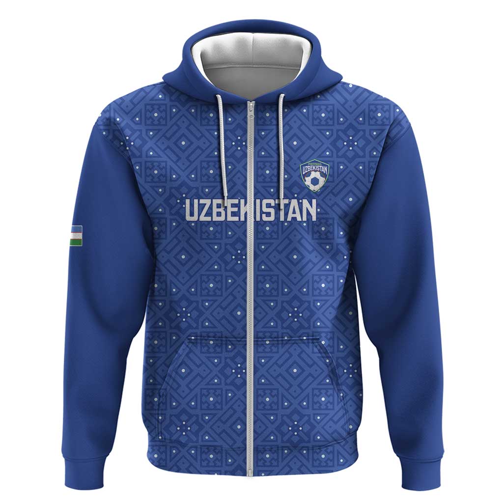 Uzbekistan Football Custom Hoodie Come On White Wolves Blue - Wonder Print Shop