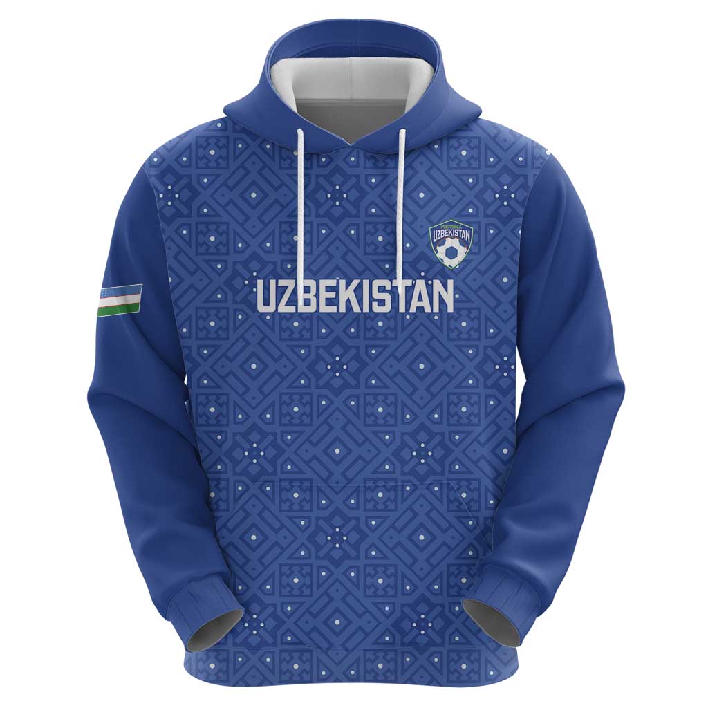 Uzbekistan Football Custom Hoodie Come On White Wolves Blue - Wonder Print Shop