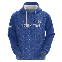 Uzbekistan Football Custom Hoodie Come On White Wolves Blue - Wonder Print Shop