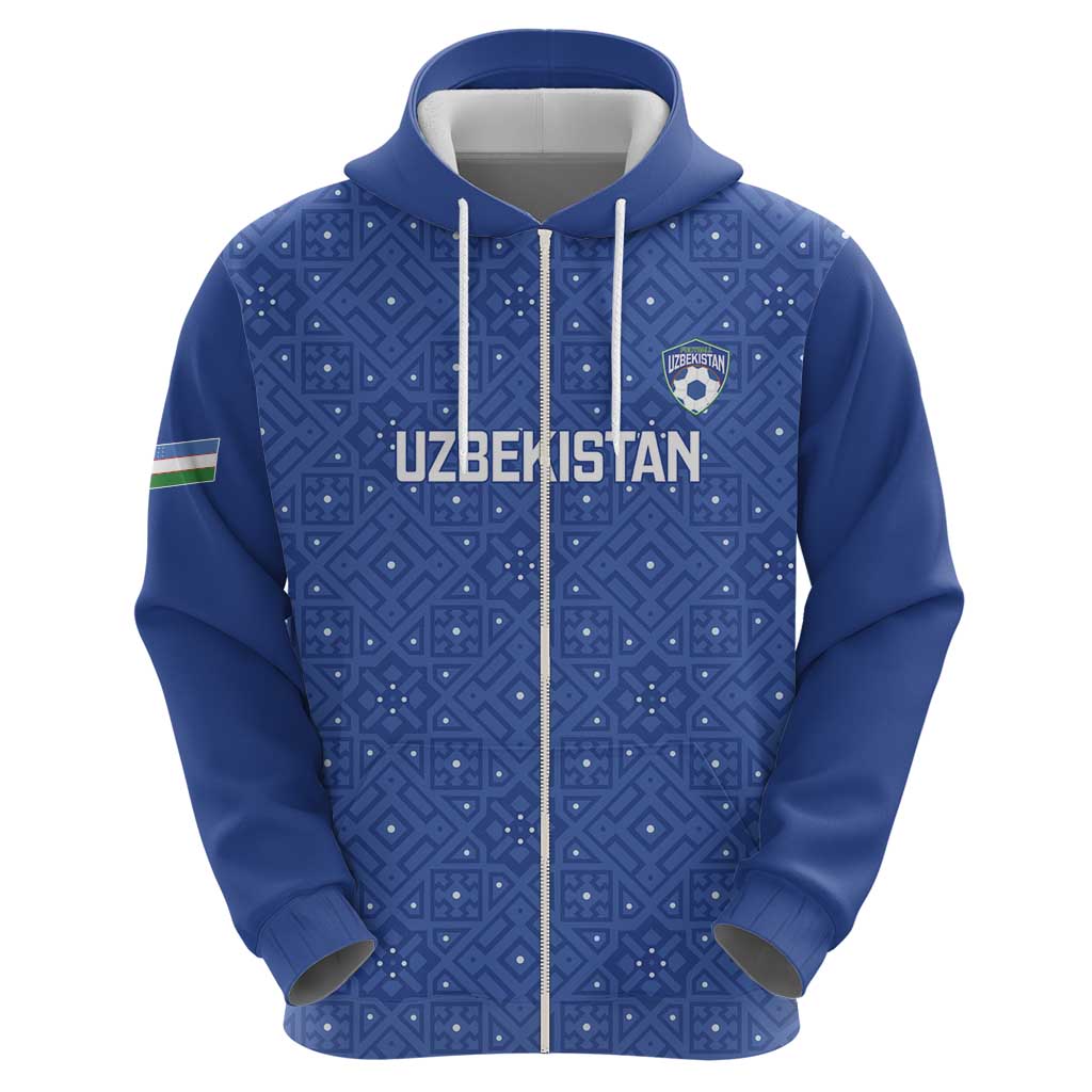 Uzbekistan Football Custom Hoodie Come On White Wolves Blue - Wonder Print Shop
