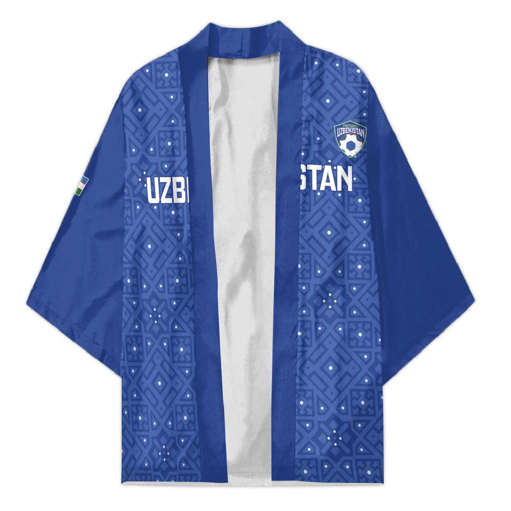 Uzbekistan Football Custom Kimono Come On White Wolves Blue - Wonder Print Shop