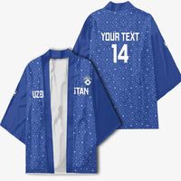 Uzbekistan Football Custom Kimono Come On White Wolves Blue - Wonder Print Shop