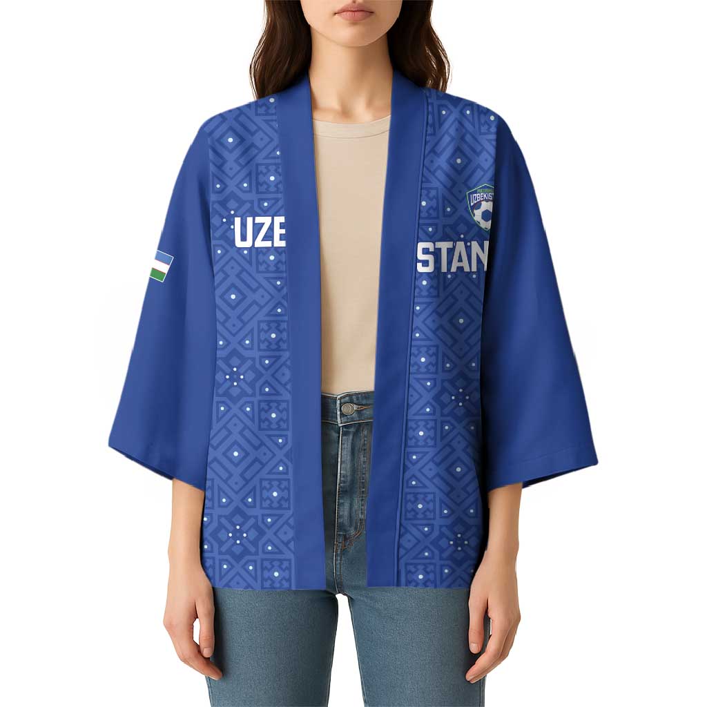 Uzbekistan Football Custom Kimono Come On White Wolves Blue - Wonder Print Shop