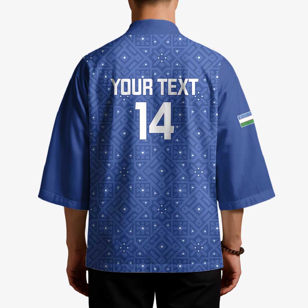 Uzbekistan Football Custom Kimono Come On White Wolves Blue - Wonder Print Shop