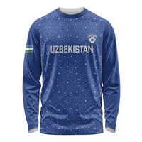 Uzbekistan Football Custom Long Sleeve Shirt Come On White Wolves Blue - Wonder Print Shop
