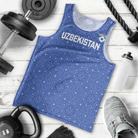 Uzbekistan Football Custom Men Tank Top Come On White Wolves Blue - Wonder Print Shop