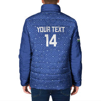 Uzbekistan Football Custom Padded Jacket Come On White Wolves Blue - Wonder Print Shop