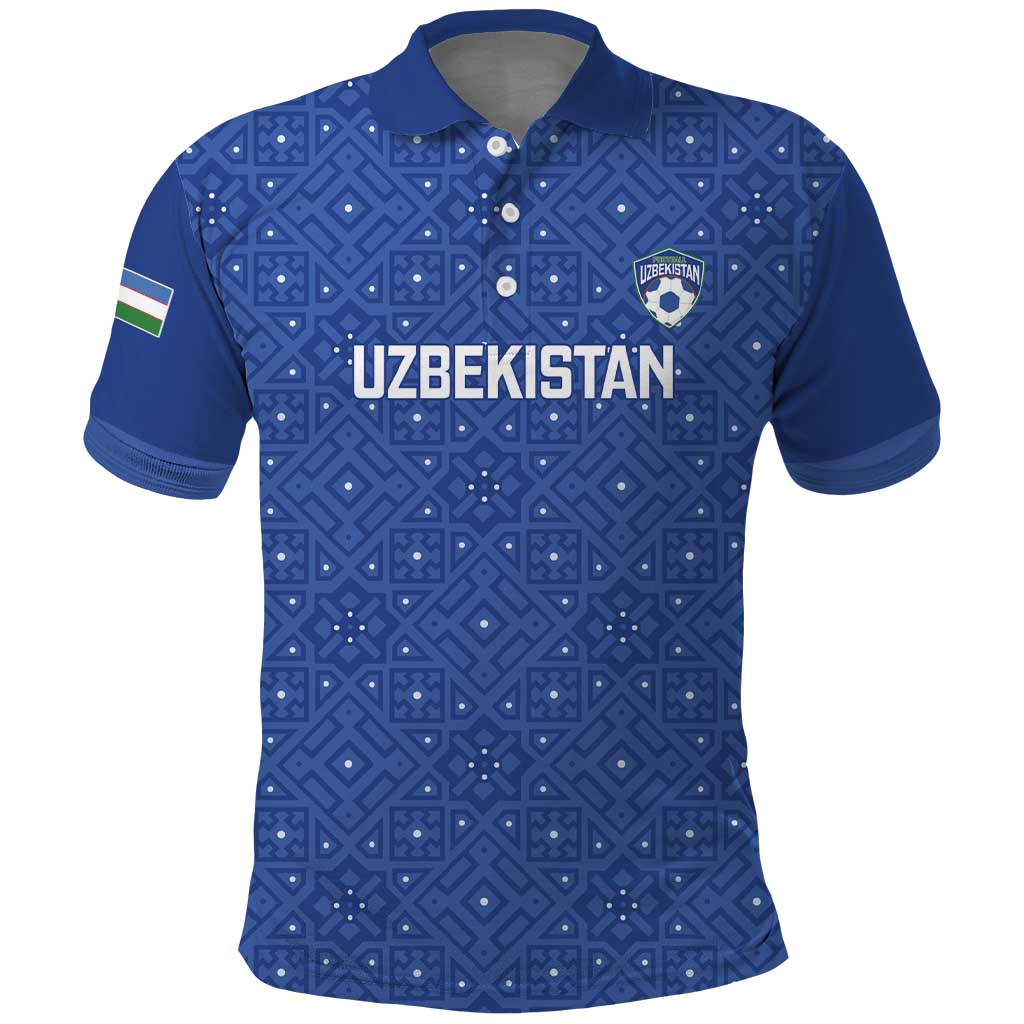 Uzbekistan Football Custom Polo Shirt Come On White Wolves Blue - Wonder Print Shop