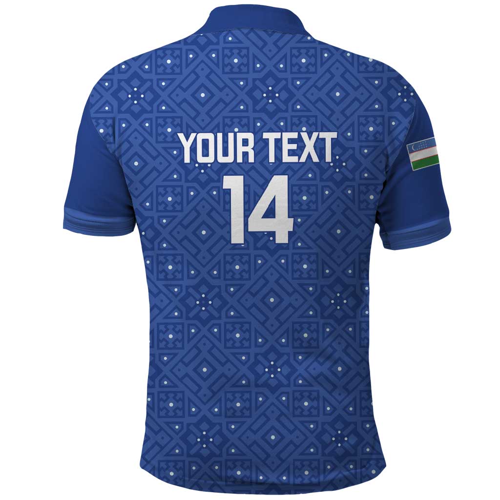 Uzbekistan Football Custom Polo Shirt Come On White Wolves Blue - Wonder Print Shop