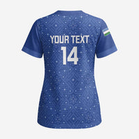 Uzbekistan Football Custom Scrub Top Come On White Wolves Blue - Wonder Print Shop