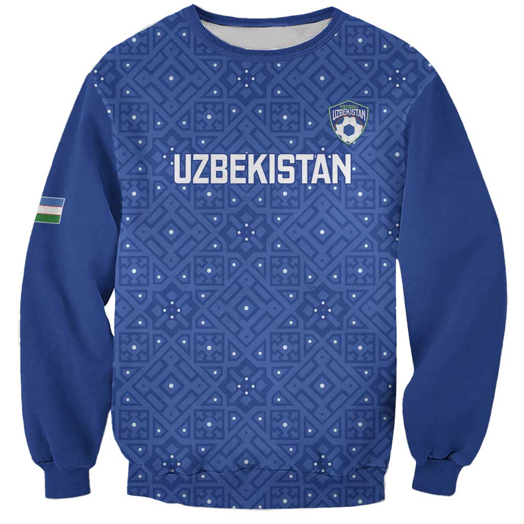 Uzbekistan Football Custom Sweatshirt Come On White Wolves Blue - Wonder Print Shop